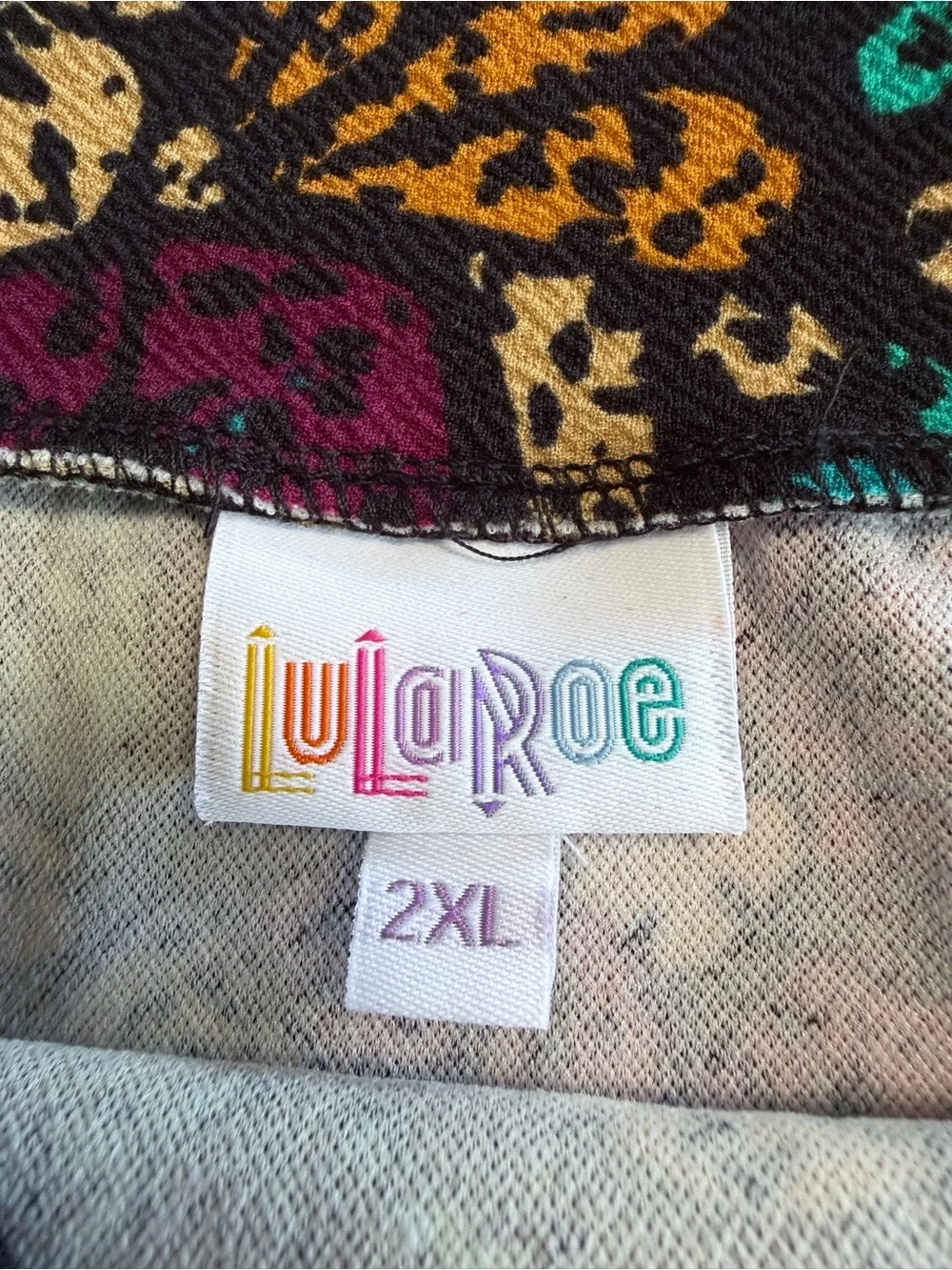 LuLaRoe Floral Pencil Skirt - Black with Teal, Purple & Gold